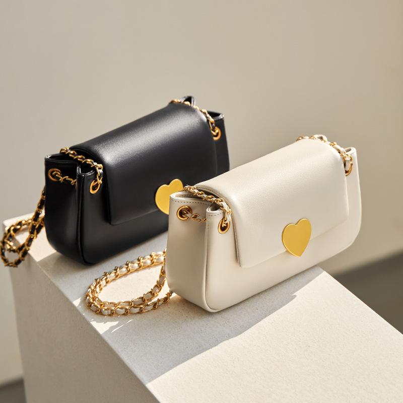 Mrs. Qiao Bag 2025 New Chain Bag Women's Crossbody White Trendy Underarm Bag Single Shoulder Genuine Leather Women's Bag Gift