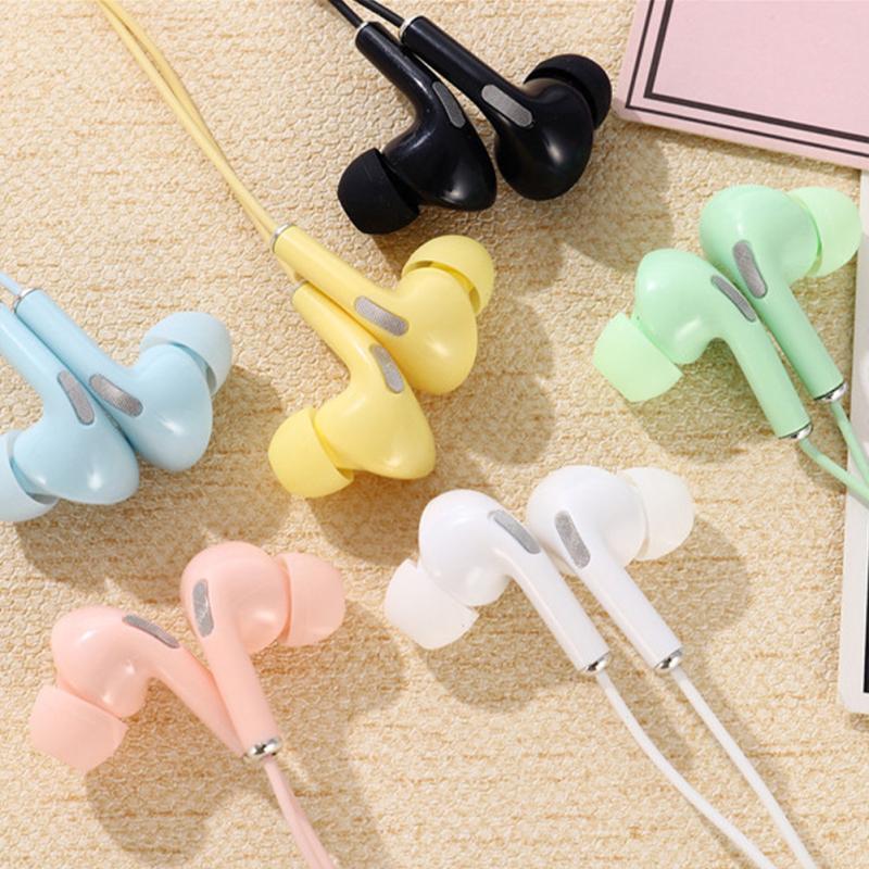 Wired Headphones Bass In Ear Headphone With Mic Music Earbuds 3.5mm Stereo Gaming Headset Dynamic Macaron Color Gifts