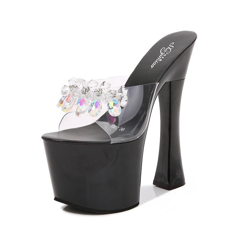 Женские туфли-лодочки с кристаллами для вечеринки, клубные тапочки, туфли-лодочки, женские туфли Zapatos De Mujer, серия 1100, каблук 20 см, платформа LFD 10 см