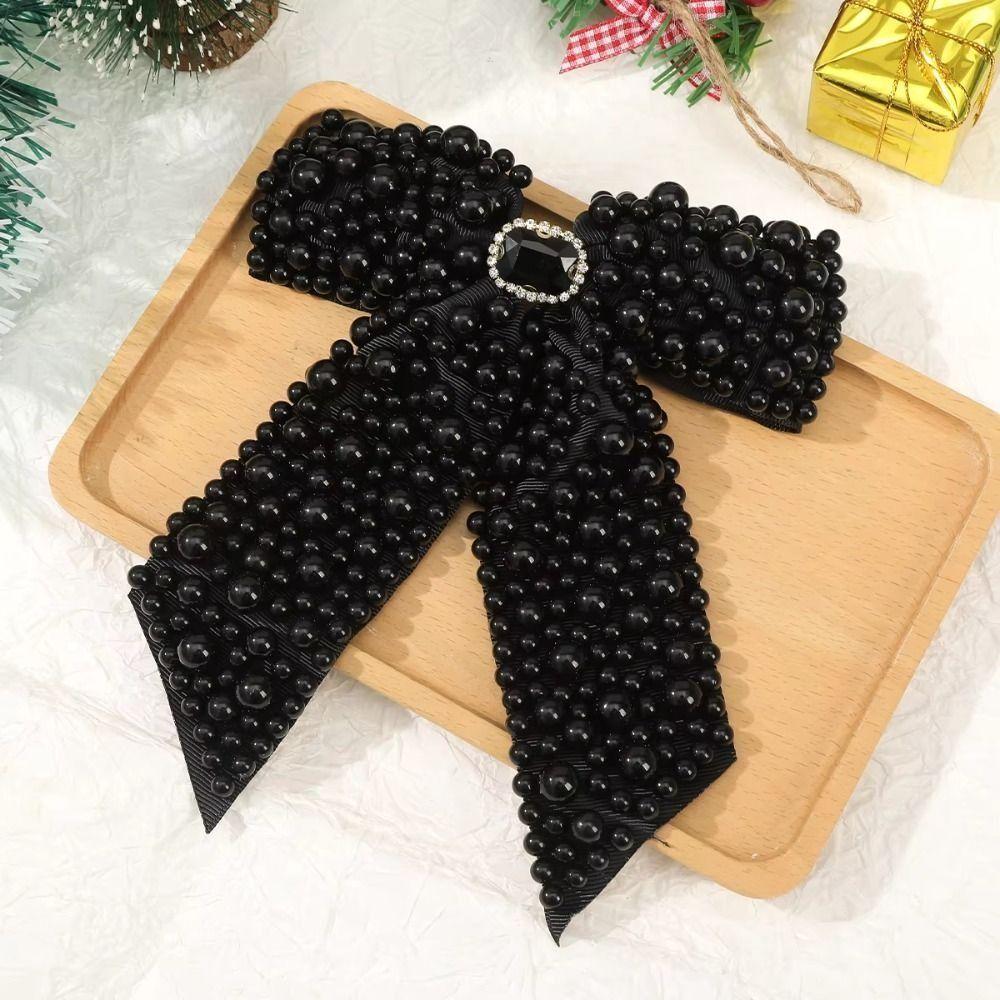 Fashion Pearl Bow Hair Clips Hair Jewelry Beads Bowknot Hairpin Bow Spring Clip Hair Accessories