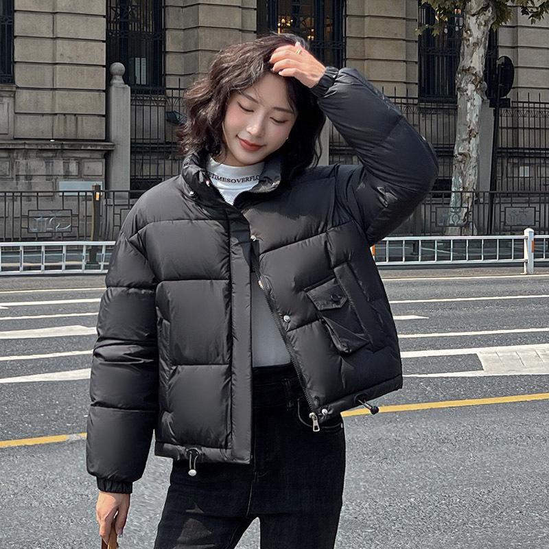 Stand-up Collar Down Cotton Clothes Women's Short Models Small Winter New Thickened Loose Bread Clothes Jacket