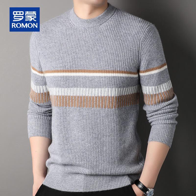 ROMON Men's 100% Cashmere Round Neck Thickened Sweater