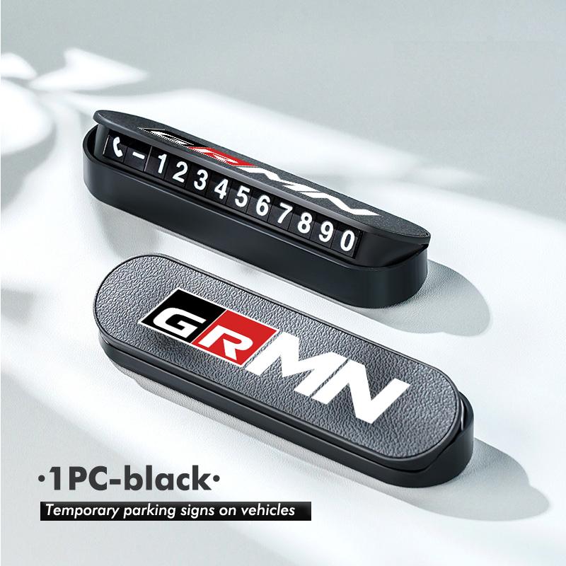 cnkym4 Suede Leather Car Temporary Parking Card Phone Number Plate For Toyota GR MN Corolla Yaris Aygo Prius RAV4 Crown CHR Camry
