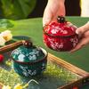 Vine flower stew cup Ceramic crock pot soup stew cup Household high-value steaming cup Water-proof stew with lid Steamed egg soup cup Stew pot