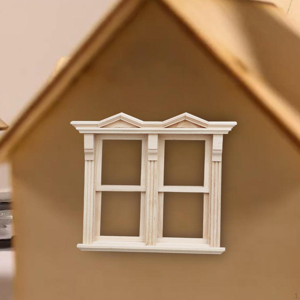 1/12 Dollhouse Miniature DIY Wooden , Furniture Window