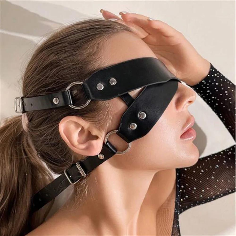 Маска из экзотической кожи Женская Мужская Косплей Повязка на глаза Игры Маска на пол-лица БДСМ Готическая Секс-игрушка Вечеринка Маскарадный бал Маскарадные маски