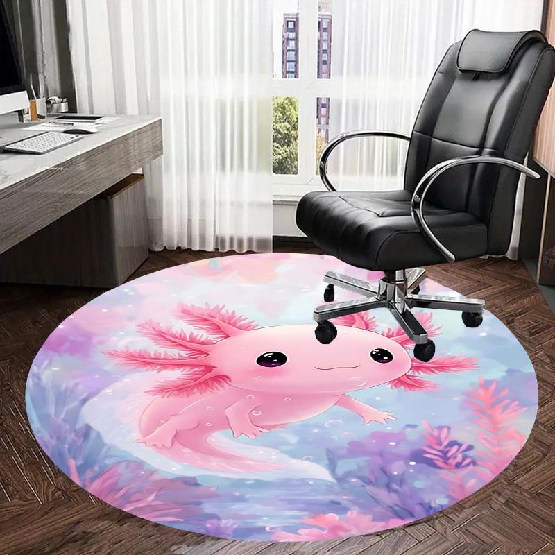 1PC Axolotl Ocean Non-Slip Floor Round carpet, Office, family, bedroom, Large Area Rug Indoor Rugs,  Durable Polyester-Z0413