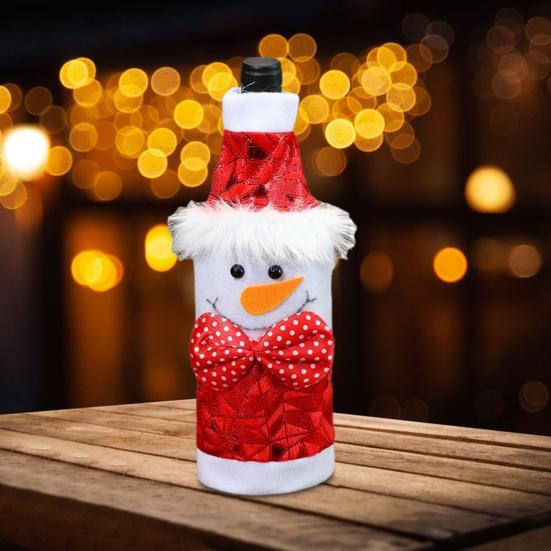 Рождественская винная бутылка Чехол Санта Снеговик Олень Красная винная бутылка Чехол Праздничный стол