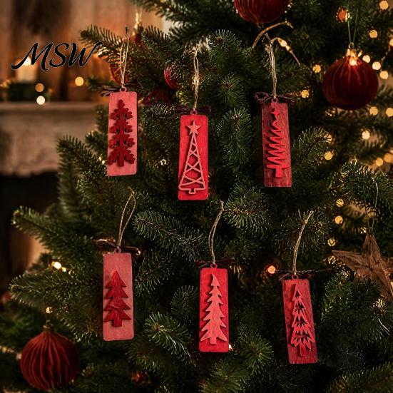 Festive Party Favor Supplies Rustic Wooden Christmas Tree Ornaments, Winter Farmhouse Hanging Decoration, Holiday Decorations Xmas Pendant for