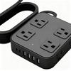 6 USB Ports 8 AC Outlets Extender US Standard Socket Strip Flat Plug USB Charging Strip  Laptop