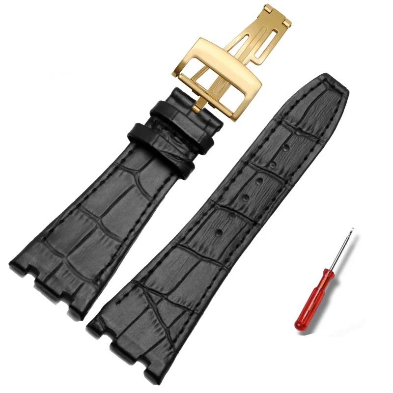 Top Layer Genuine Leather Watch Strap for AP Audemars15400 Royal Oak Offshore Series Male 26mm Blue Black Brown Watchbands