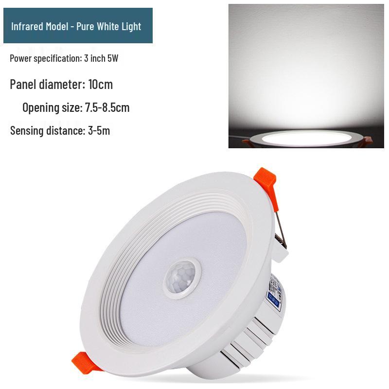 Встраиваемый потолочный светильник с инфракрасным датчиком движения и управлением звуком, потолочный 3-дюймовый, прожектор с вырезом 4 дюйма для проходов.