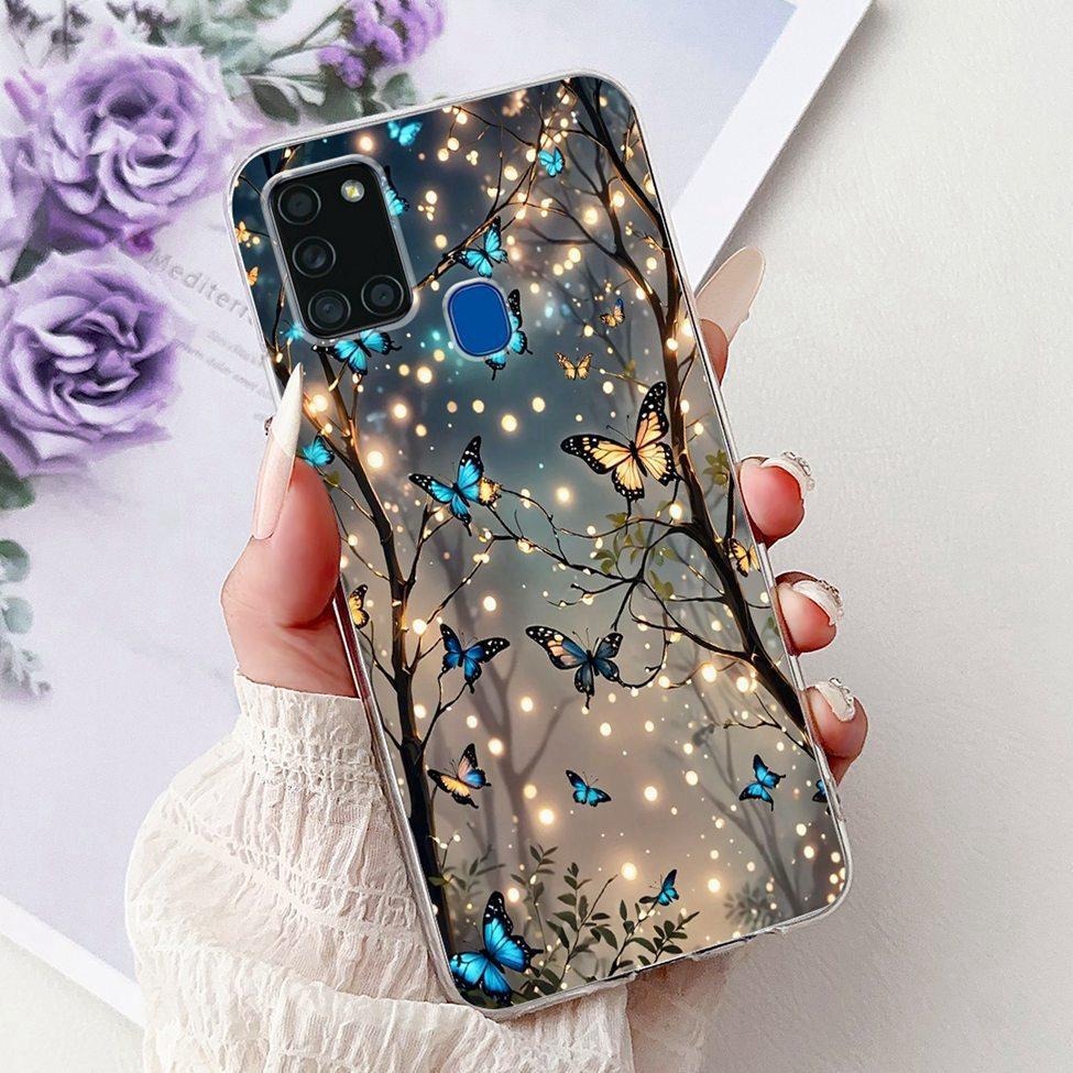 Для Samsung A21s Чехол Прозрачный Модный Роскошный Милый Расписная Задняя Крышка Для Samsung Galaxy A21s Чехол для Телефона A217F A217M A217N