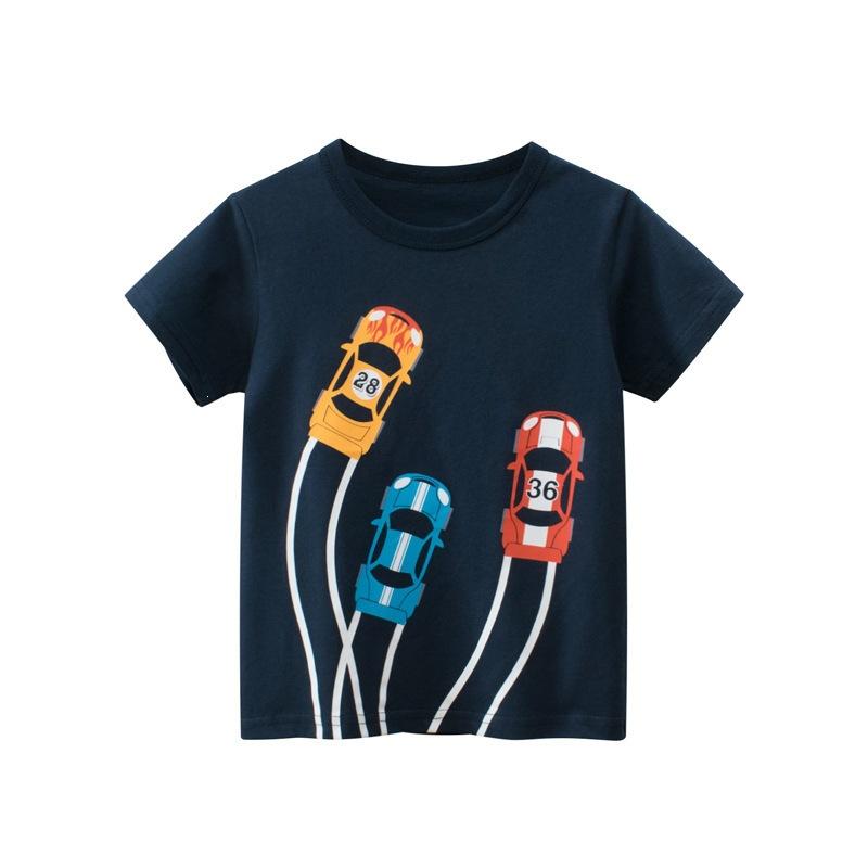Boys Summer Short Sleeve T Shirt with Dinosaur Print for Toddlers and Kids