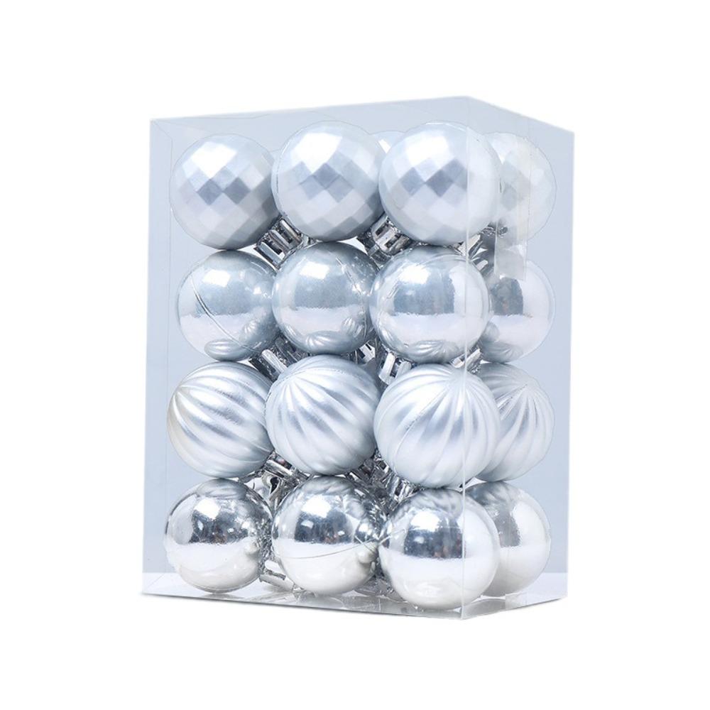 24pcs Crafts 3cm Christmas Ball Set Creative Waterproof Christmas Tree Pendant Delicate Painted Hanging Ornament Room