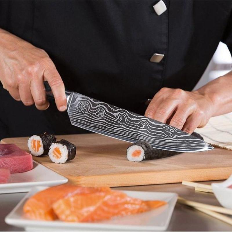 Нож шеф-повара из нержавеющей стали, 8-дюймовый дамасский стальной японский нож шеф-повара, кухонный инструмент для приготовления пищи