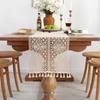 Nordic Style Macrame Table Runner Hollow Out Handmade Woven Tassels Bohemian Rustic Tapestry Tablecloth Cover Decoration