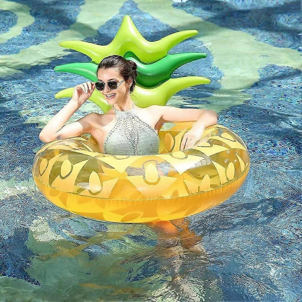 Dww-105cm Inflatable Pool Float, Adult Swimming Rings, Large Inflatable Pineapple Pool Float, Multi-Purpose Inflatable Hammock, with Cup Holder, Summe