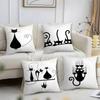 Черный кот животное наволочка короткий плюш принт наволочка квадратные наволочки для дивана домашний декор