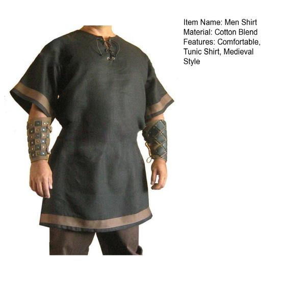 Viking Warrior Costume Medieval Men Shirt Viking Knight Outfit Vintage Renaissance Nordic Pirate Tunic Shirt for Cosplay Stage Performances
