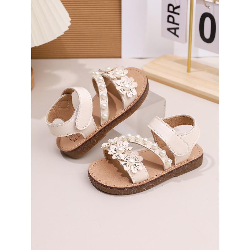 New summer girls sandals, floral elegant princess style soft sole sweet shoes