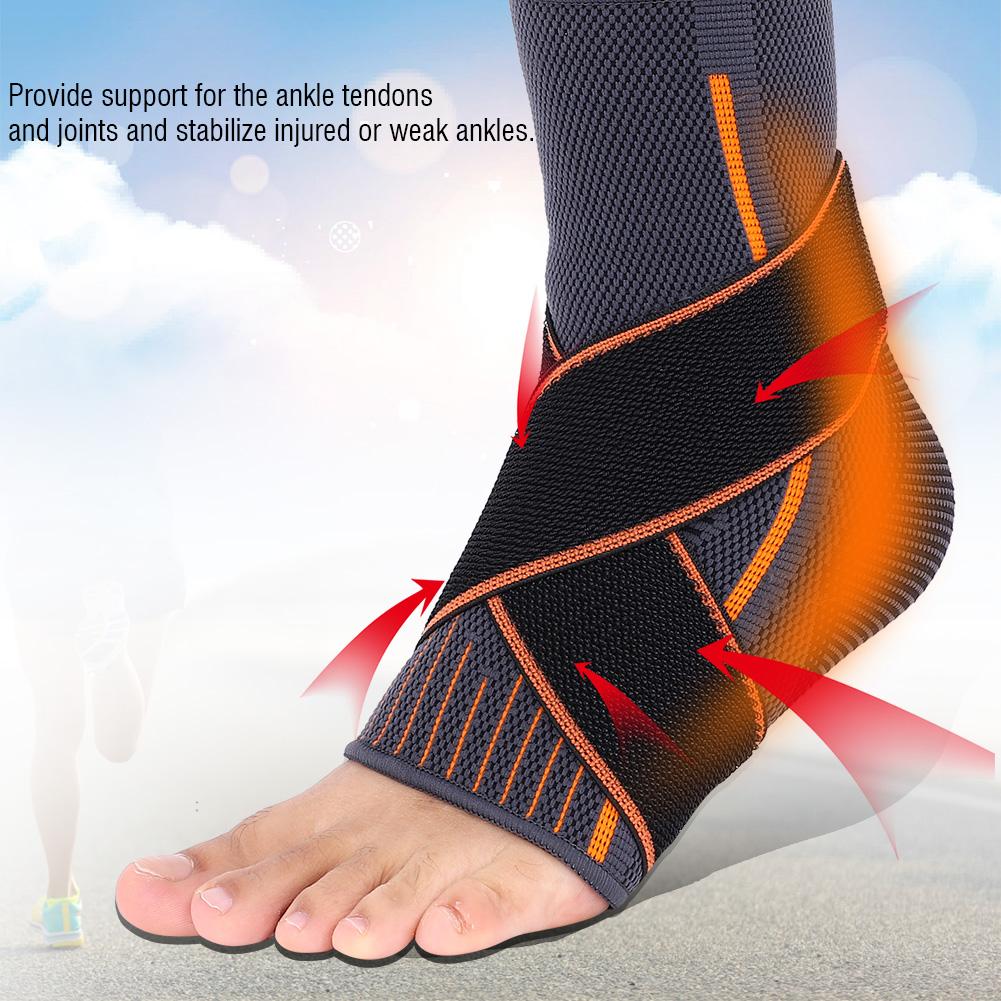 Ankle Support Brace Compression Breathable Foot Elastic Guard Strap (L for Man)