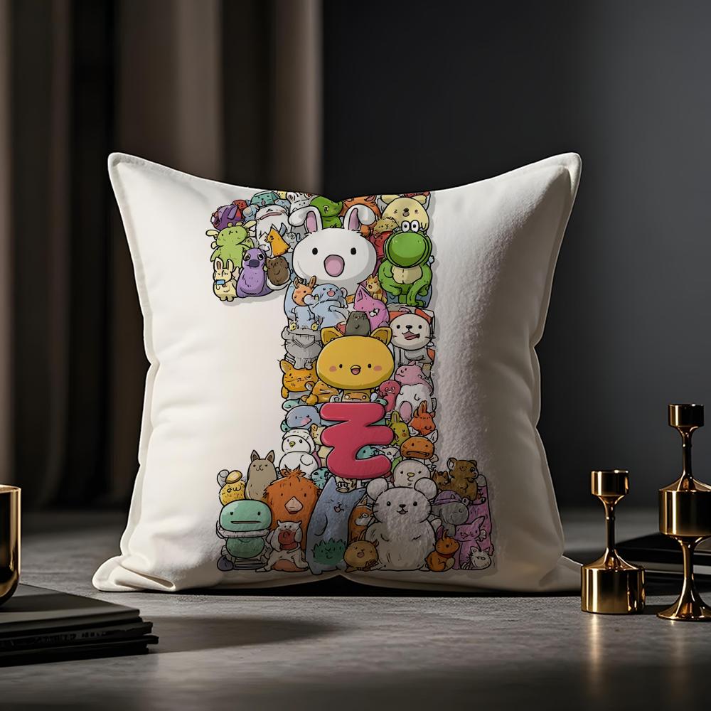 Digital Design Cushion Cover Anti-dustmite Pillowcase Invisible Zipper Silky Short Plush Sofa Cushion Cover