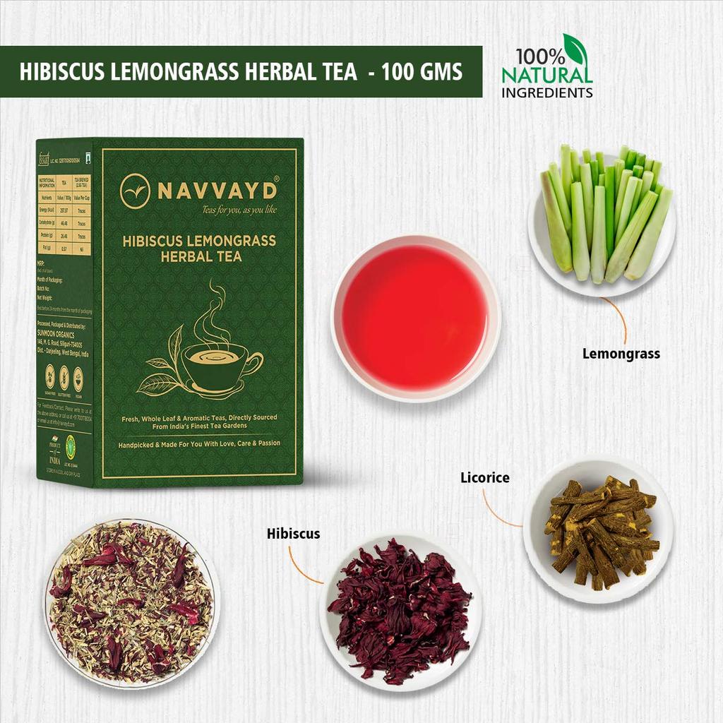 Herbal Tea with Hibiscus and Lemongrass (100 G), Hibiscus Lemongrass Herbal Tea Navvayd