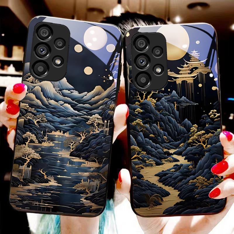 Jubao Basin Water Чехол из закаленного стекла для Samsung Galaxy S10 20 Plus 21 FE 22 23 24 FE 25 Ultra Черный Жесткий Чехол