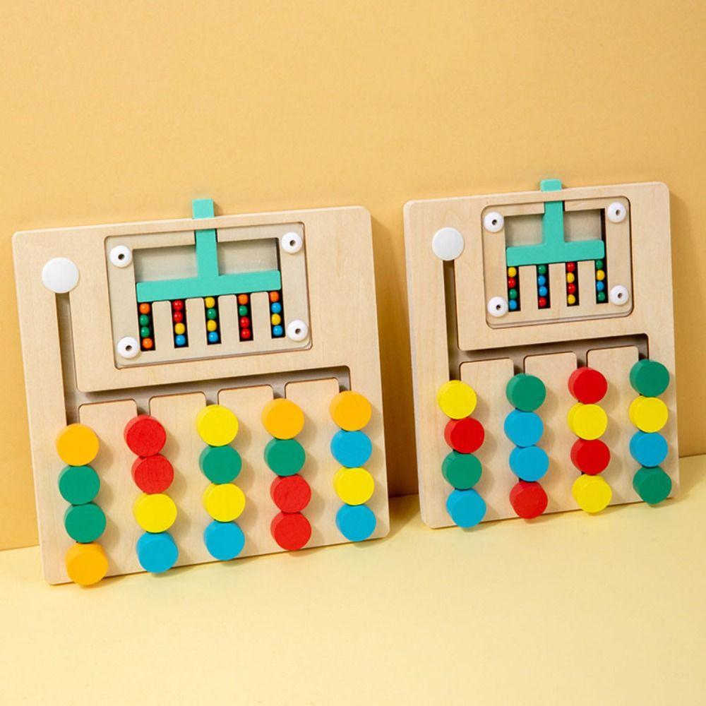 Wooden Montessori Sliding Puzzle Board Rolling Bead Wooden Rolling Toy Boy and Girl