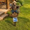 Easy Install Flower Bed Stakes Shovel Bear Solar Light, Waterproof Resin Decorative Statue, Auto on at Weather Resistant Yard Illumination Dusk