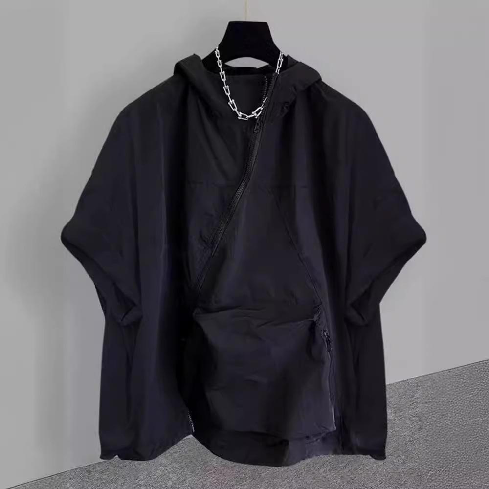 Футболка с капюшоном и короткими рукавами на молнии, мужская летняя корейская версия тренда Tooling, большой карман, короткий рукав