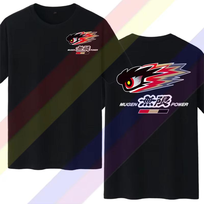 Mugen Power Japan Tuner Racing Men's Black and WhitePrinted T-shirt Casual Men'sWomen's T-Shirt Top Short-sleeved Sweatshirt