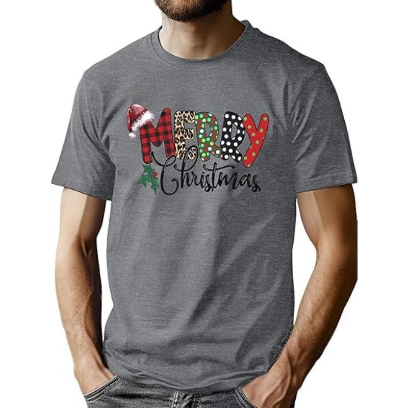 Летняя мужская рождественская рубашка Рубашка Merry Christmas Мужская рождественская клетчатая футболка с елкой Подарок Топ