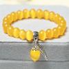 National Style Buddha Bead Bracelet with Cat's Eye Stone for Women, Fashion Lady Crystal Jewelry