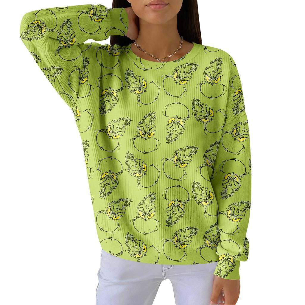 Women's Loose Comfortable Casual And Fashionable Round Neck Pattern Long Sleeved Sweatshirt