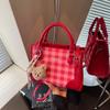 Popular Textured Plaid Portable Messenger Bag New Trendy Versatile Casual Small Bag