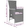 3 Piece Garden Dining Set with Cushions Grey Poly Rattan