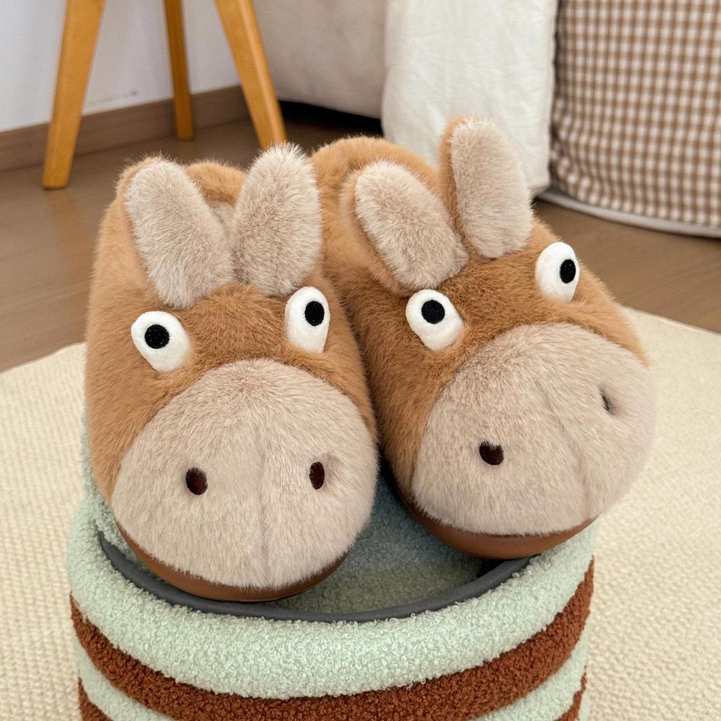 Зимние домашние хлопковые тапочки: Милый Пушистый Мультяшный Дизайн для Мужчин и Женщин