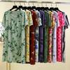 2025 Summer Floral Ruched Plus Size Loose Women's Casual Short Sleeve Dress