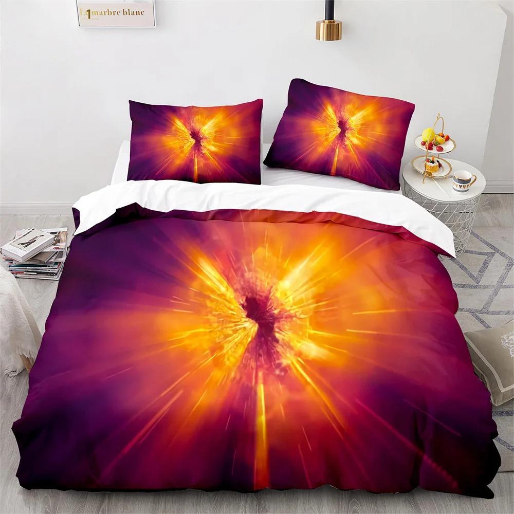 Explode Duvet Cover Collection Orange Firework Shaped Pattern Polyester Comforter Cover King Queen Size For Boys Girl Bedding Collection