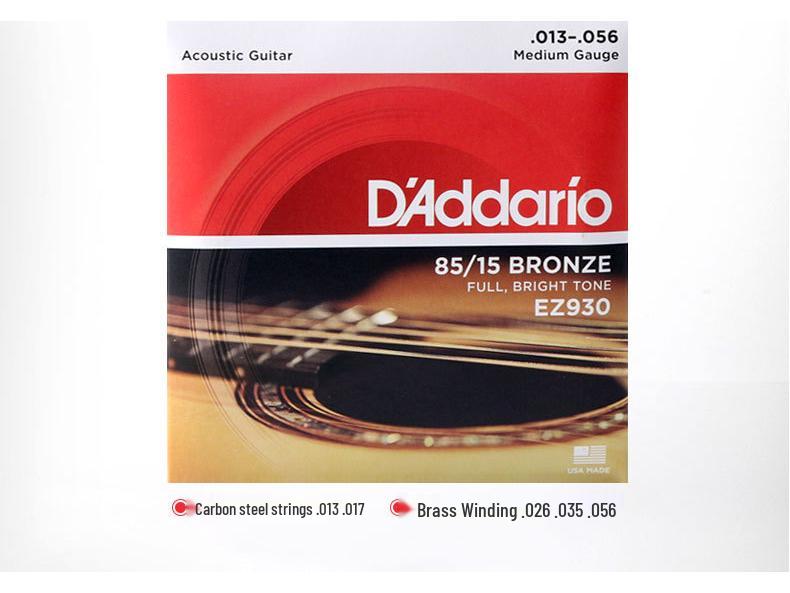 D'Addario EJ16 EZ920 Струны для фолк-гитары с покрытием из фосфорной бронзы, набор из 6 штук.