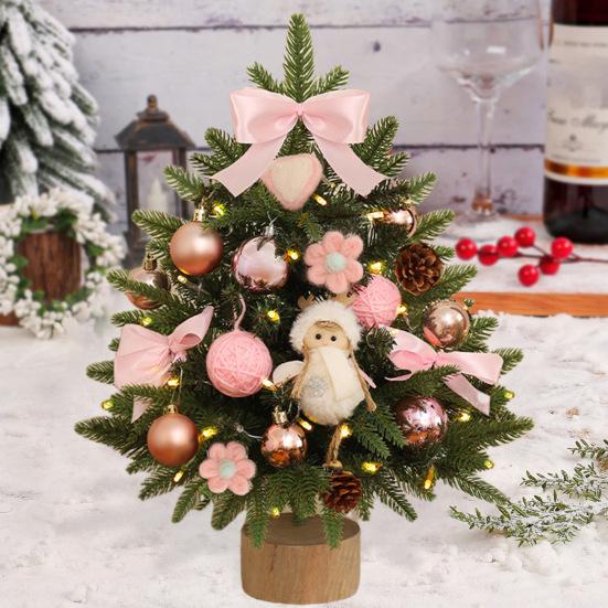 Мини-елка 45 см, светящаяся настольная искусственная рождественская сосна, работающая от батареек, маленькая