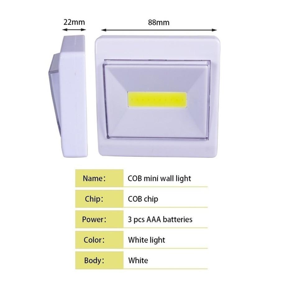 Led Super Bright COB Switch Night Light Battery Operated LED Wall Lamp Wireless Closet Under Cabinet Lights For Kitchen Room Stairs