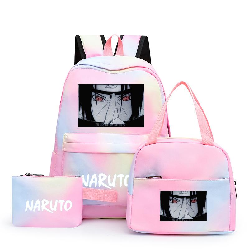 3 шт., школьный рюкзак в стиле аниме для девочек Y2K с сумками для обеда, школьный рюкзак, комплект холщовых сумок, детская сумка-ручка