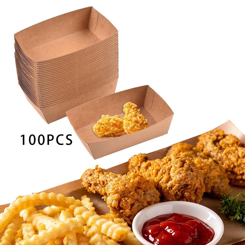 100Pcs Take Out Food Serving Boats Container for Nachos French Fries Hot Dog