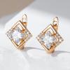 Роскошные серьги цвета розового золота в английском стиле для женщин, простые блестящие квадратные аксессуары с натуральным цирконом, свадебные изысканные украшения