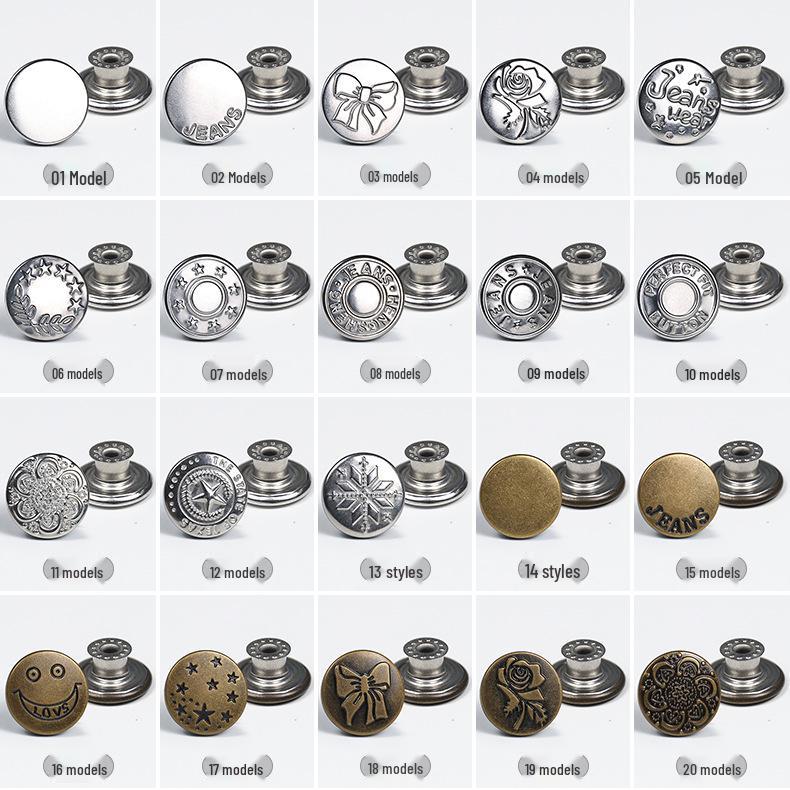 Античная бронза гладкая металлическая пуговица-гвоздик для джинсов, курток и комбинезонов с гравировкой