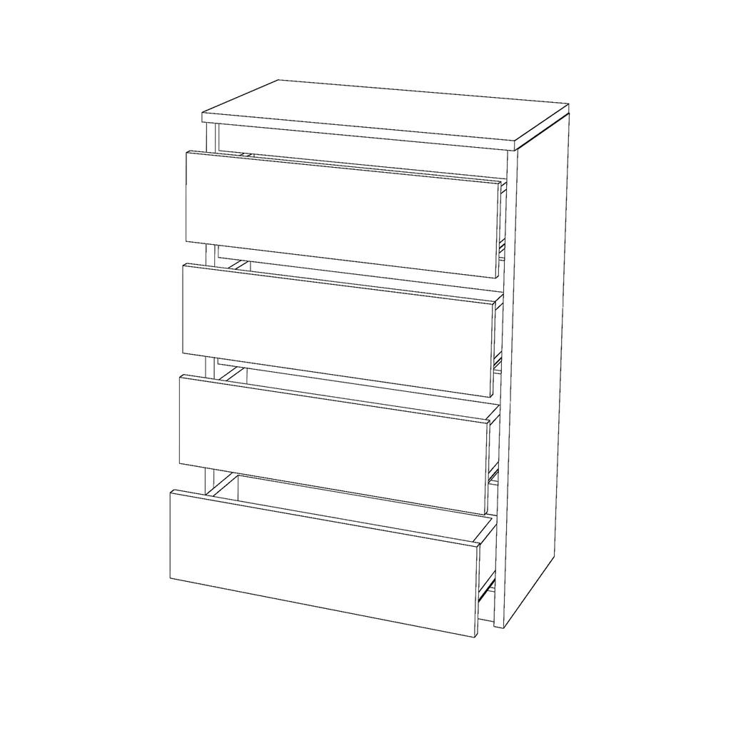 Chest of Drawers Oak Wotan 60 CM 4S TV Cabinet Furniture for Living Room Bedroom