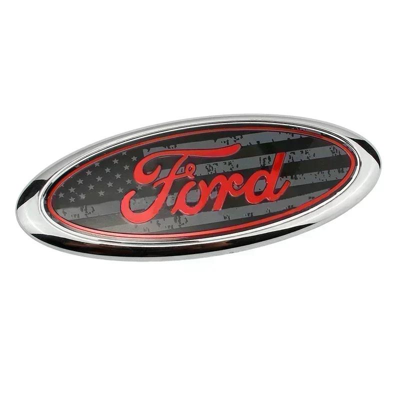 hrkqj5 ABS Car Front Hood Logo Emblem for Ford Mondeo MK4 MK3 MK2 Focus ST Line Fiesta Kuga Transit Escape Rear Trunk Badge Cover Decal